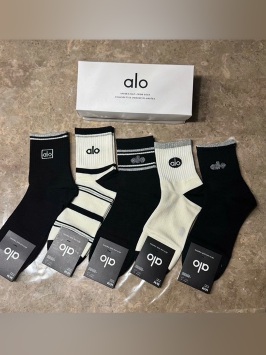 ALO Yoga Other - New Alo socks
New in box and with tags 
5 pairs size Medium
Unisex